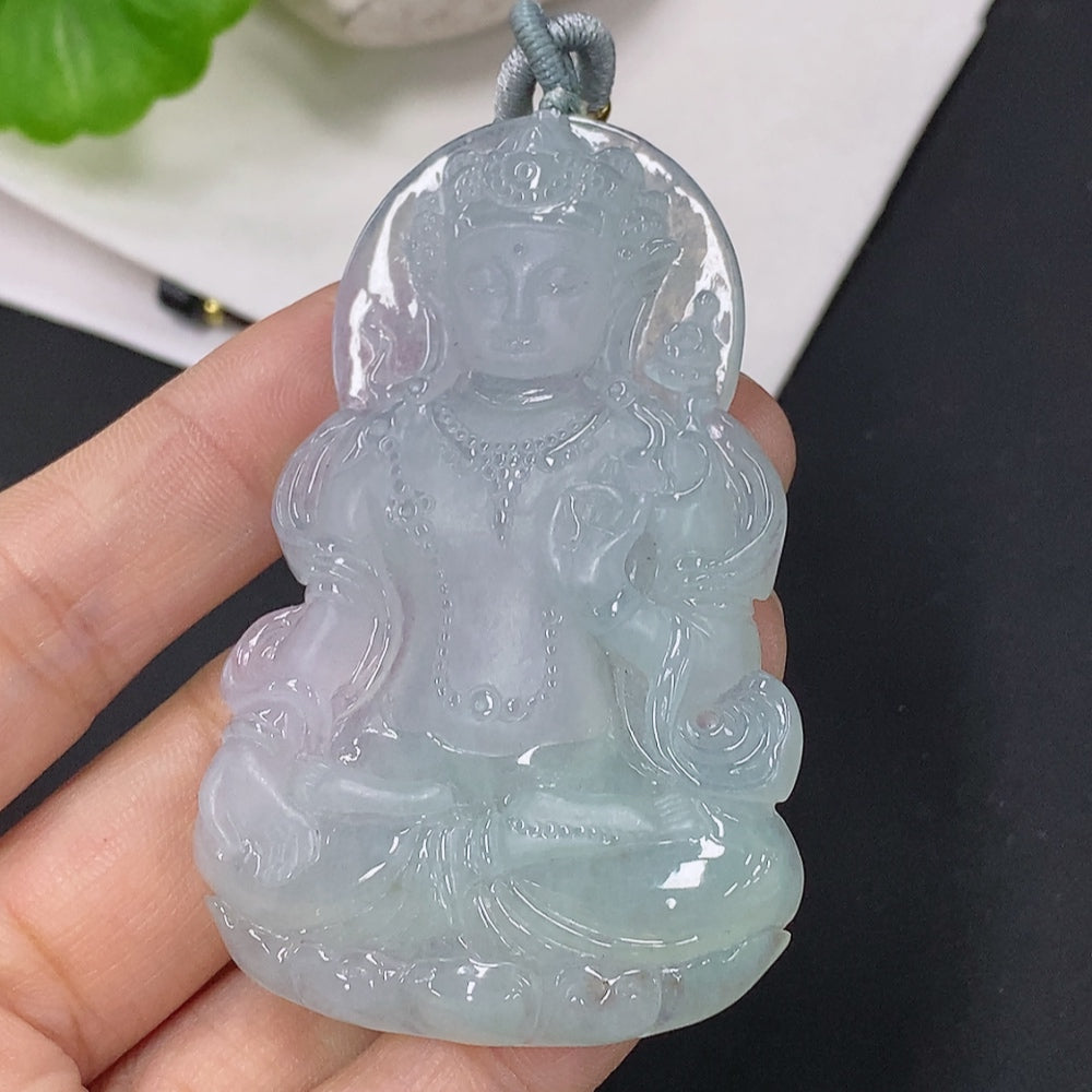 Jadeite Pendant Guanyin with Cord Total Weight Approx. 31.78g