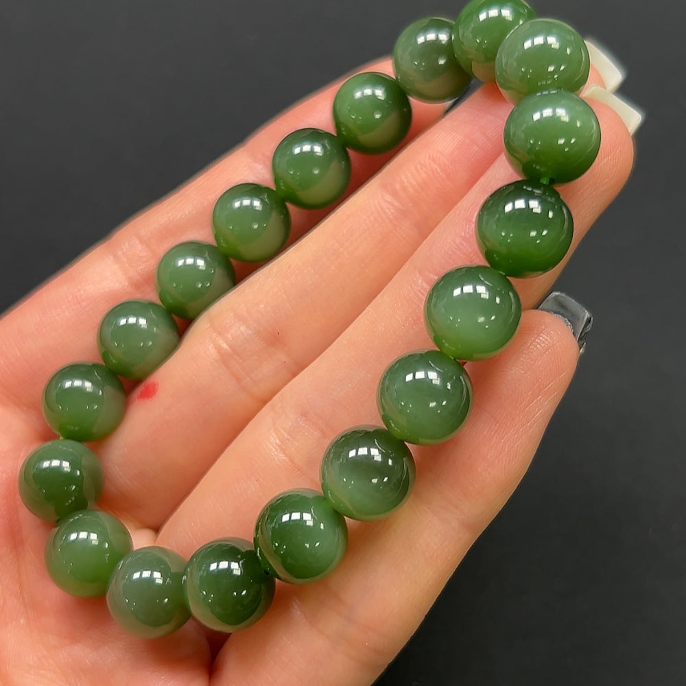 Hetian Jade Jasper Bracelet 9.7mm Approx. 28.24g