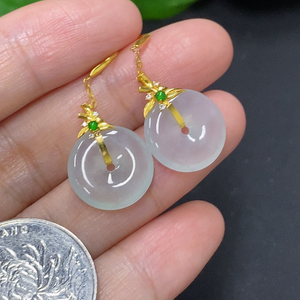 Jadeite Inlaid Earrings 18K Gold (Non-Diamond)