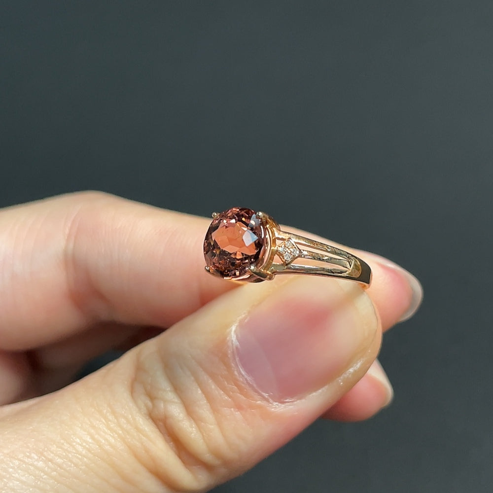 18K Tourmaline Ring with Diamond Accents, Total Weight Approx. 1.77g, Size 12