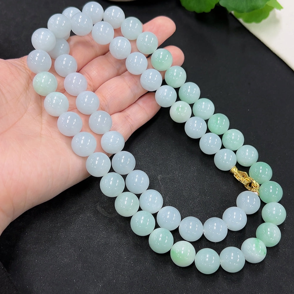 Jadeite Beaded Necklace Approx. 12mm Total Weight Approx. 172.8g (Non-gold Inlaid)