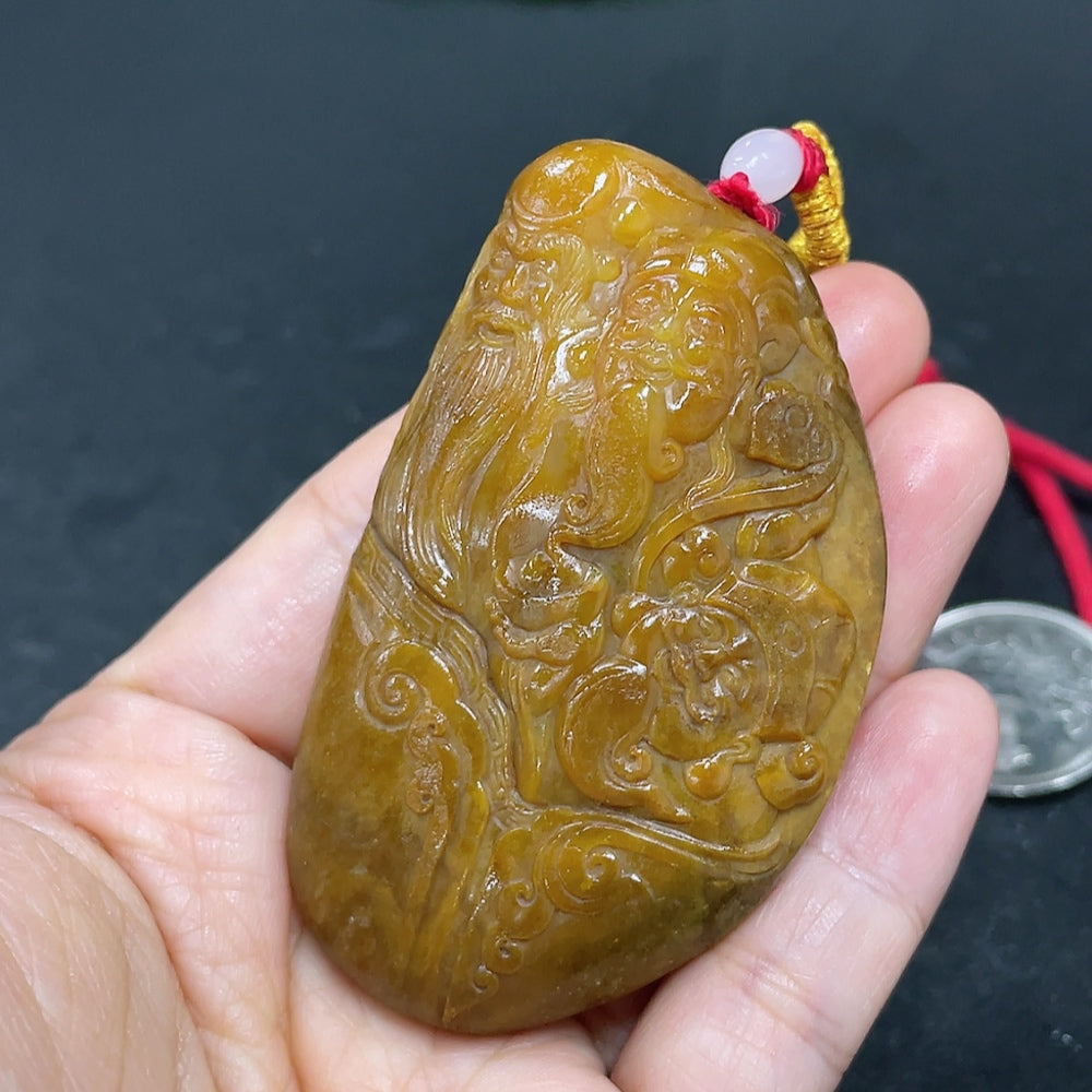 Hetian Jade Pendant - Fortune, Prosperity, Longevity