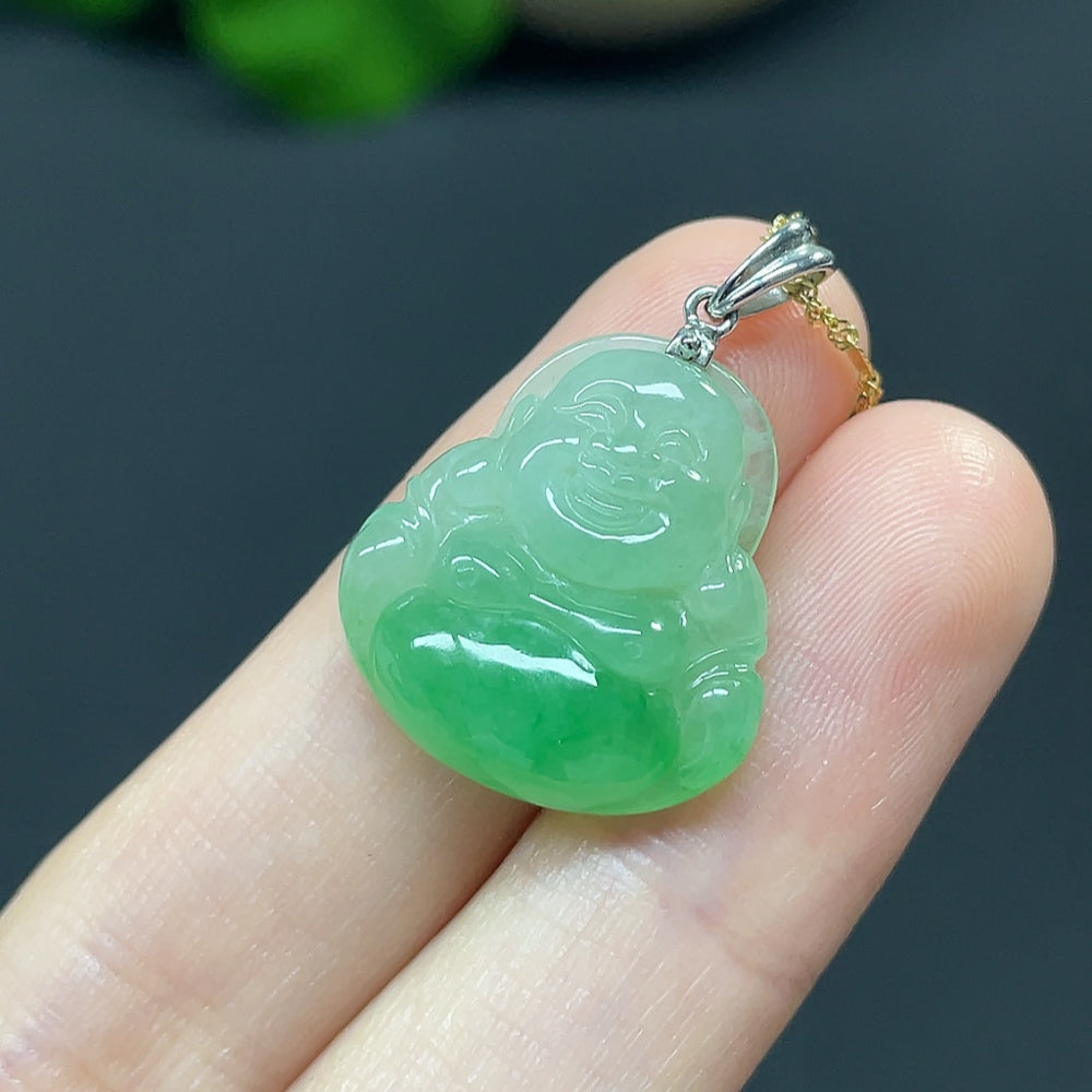 Jadeite Buddha镶嵌项链 Pendant 18k Chain 14k
