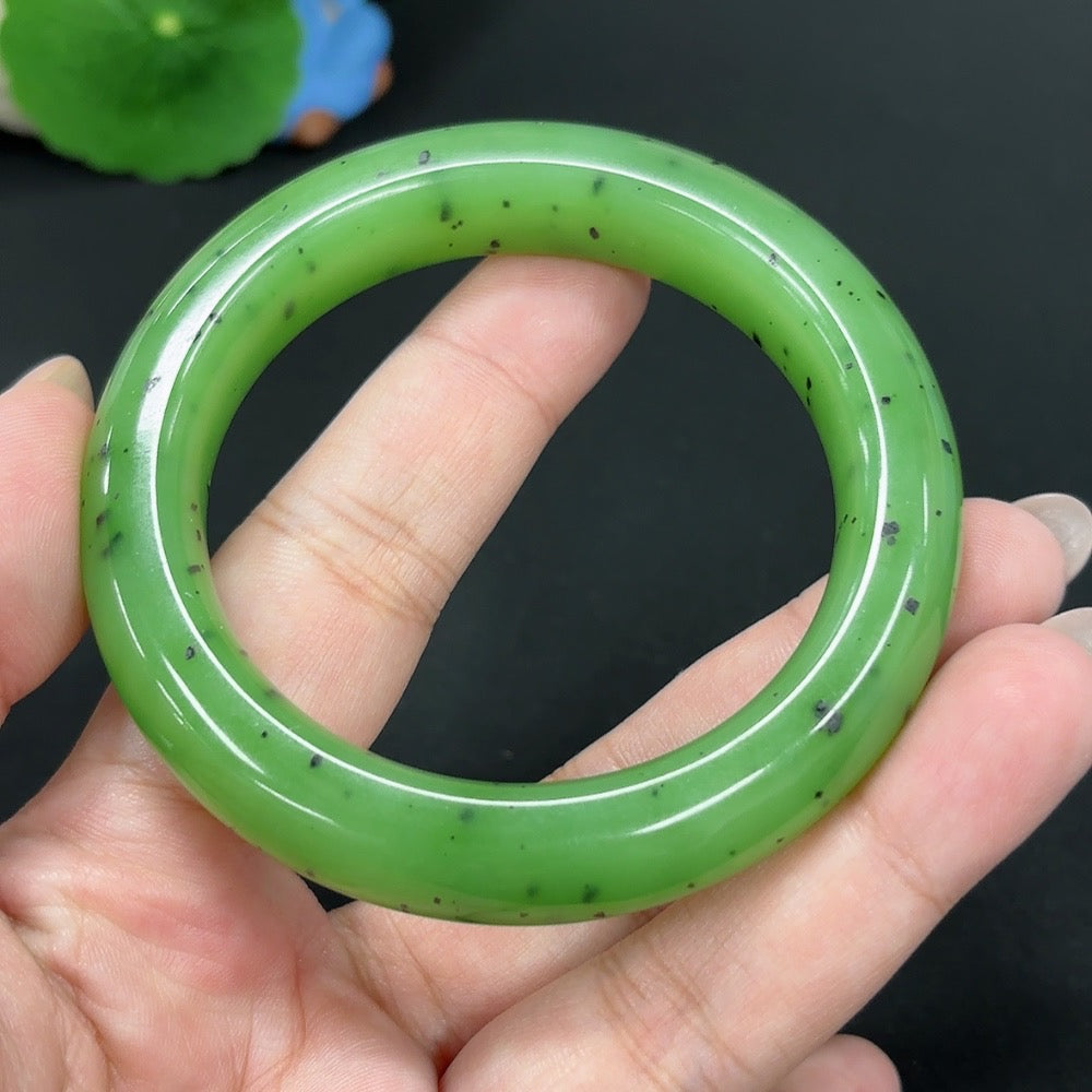 Hetian Jade Green Jade Round Bracelet