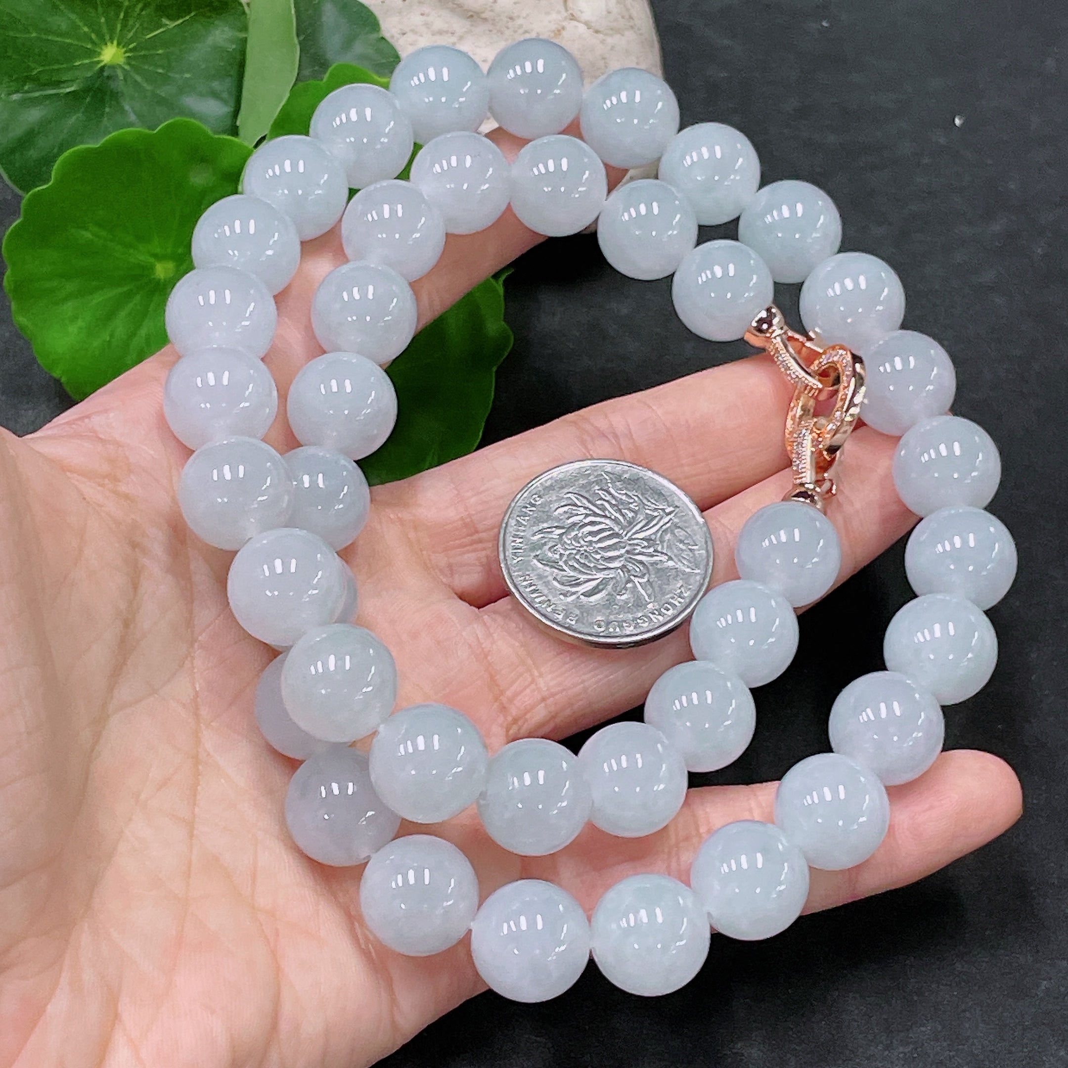 Jadeite Bead Necklace Non-Gold Total Weight Approx. 139.42g Size About 12.7mm