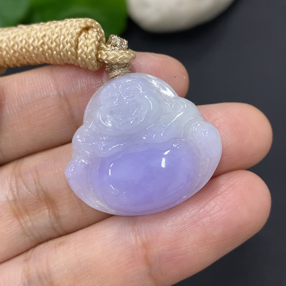 Jadeite Buddha Pendant, Total Weight with Rope Approximately 7g