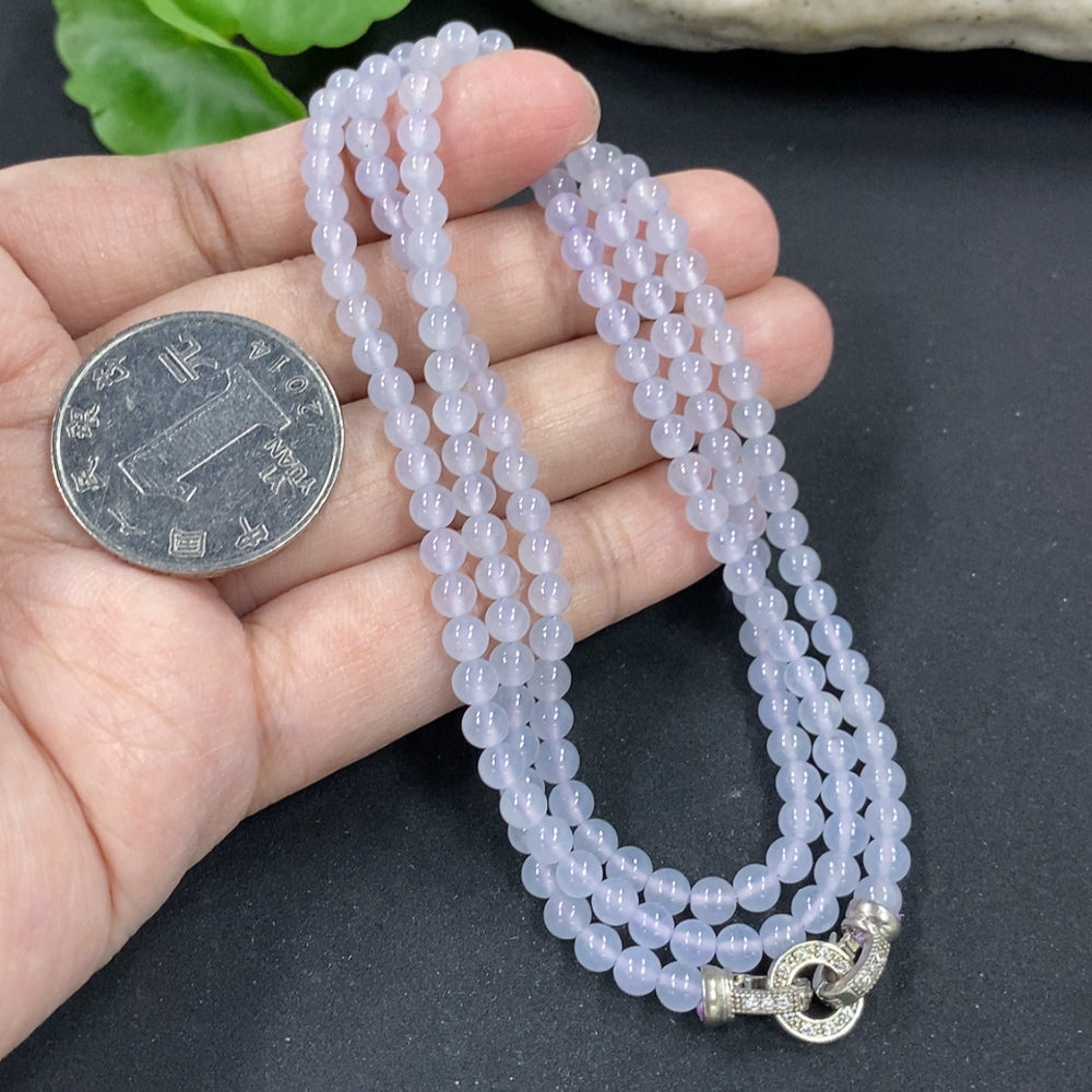 Jadeite Bead Necklace Approx. 4mm Non-Gold