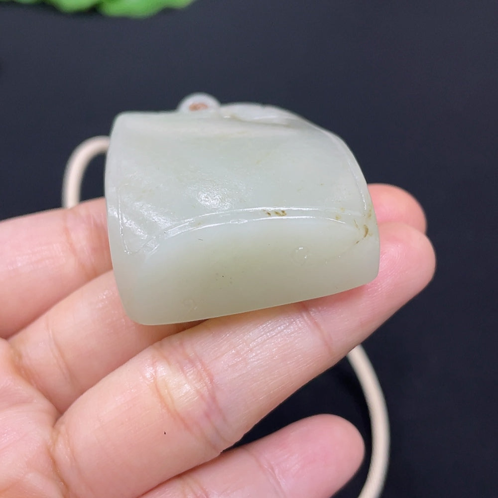 Hetian Jade Pendant, Antique-style Plaque, Non-gold, Undetermined Skin Color Origin