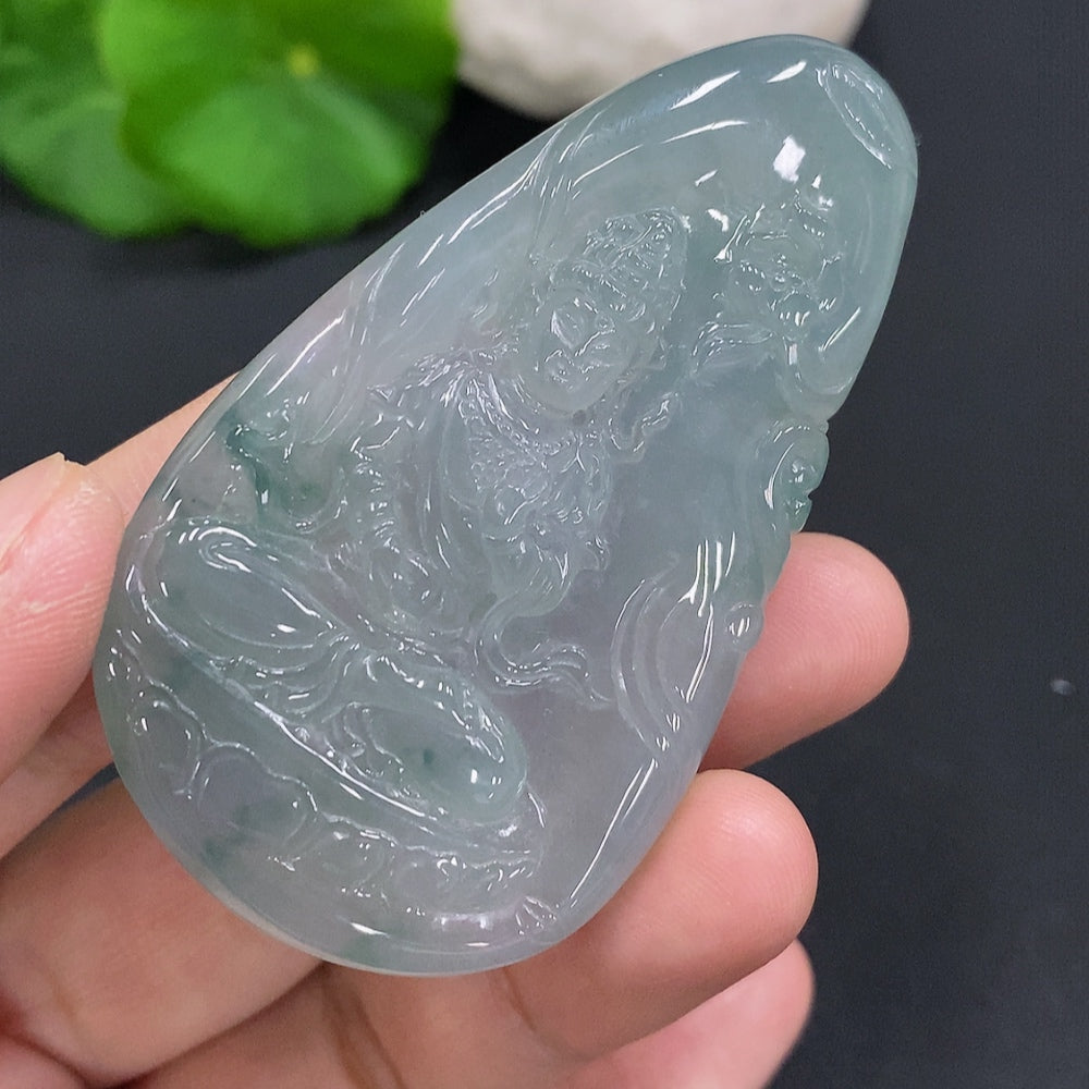 Jadeite Guanyin Pendant Total Weight Approximately 27.6g