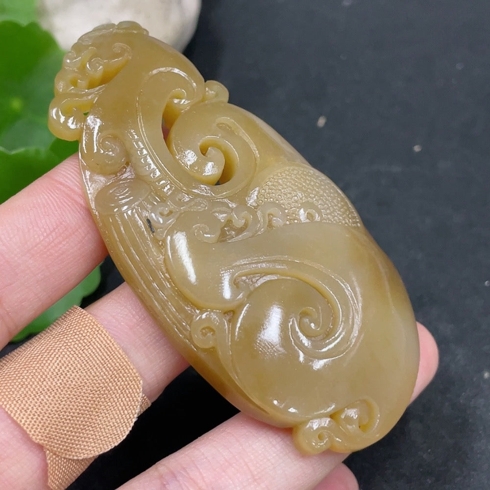 Hetian Jade Pendant Antique Style Total Weight Approx. 46g