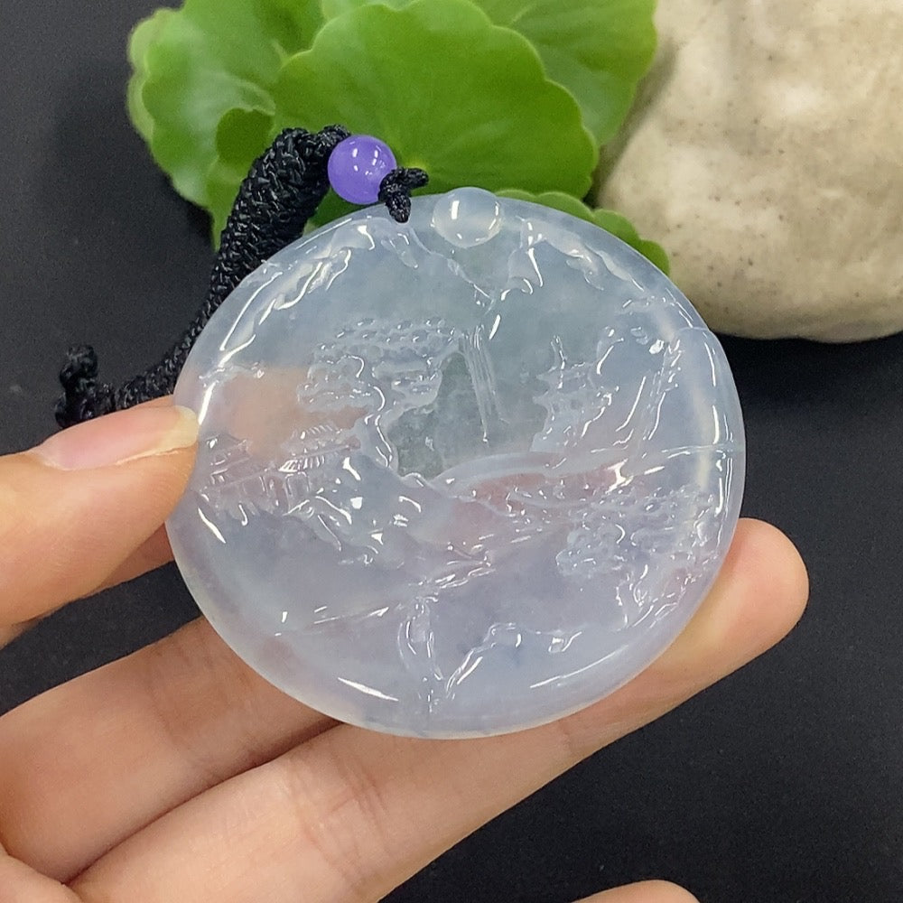 Jadeite Landscape Pendant Total Weight Approx. 32.8g