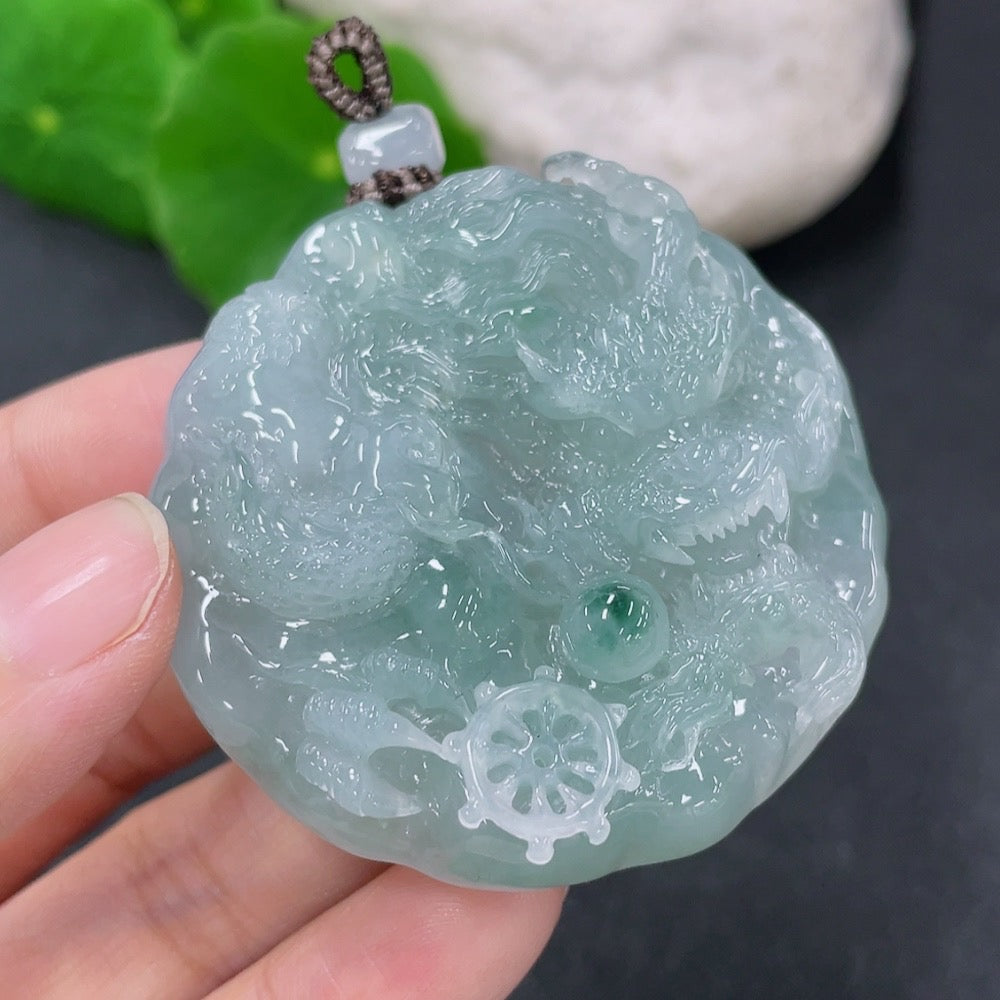Jadeite Pendant Dragon Plaque