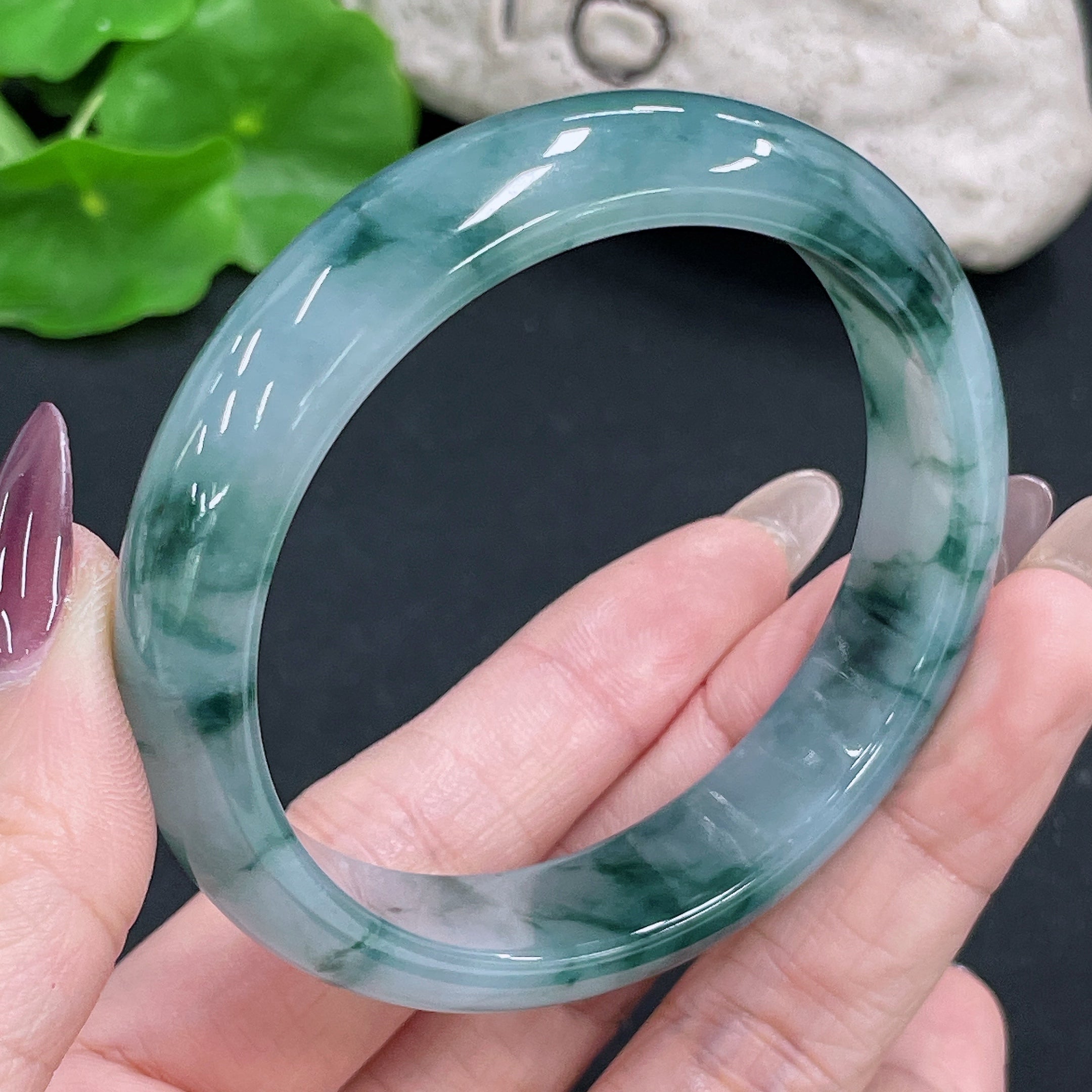 Jadeite Round Bracelet, Total Weight Approx. 51.95g, Size 55.7