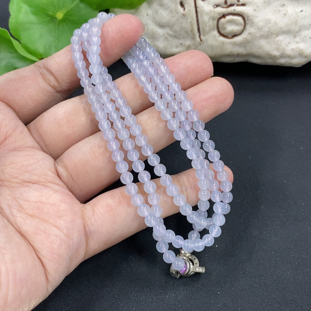 Jadeite Bead Necklace Approx. 4mm Non-Gold