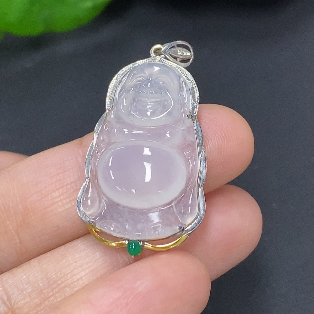 Jadeite Buddha Pendant 18k Gold Total Weight Approx. 3.2g With Non-Jadeite Beads Non-Diamond (Too Small to Confirm)