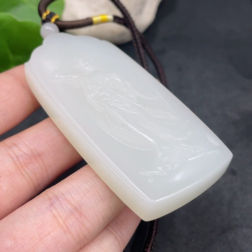 Hetian Jade Pendant Guanyin Gross Weight Approx. (with rope) 58.3g