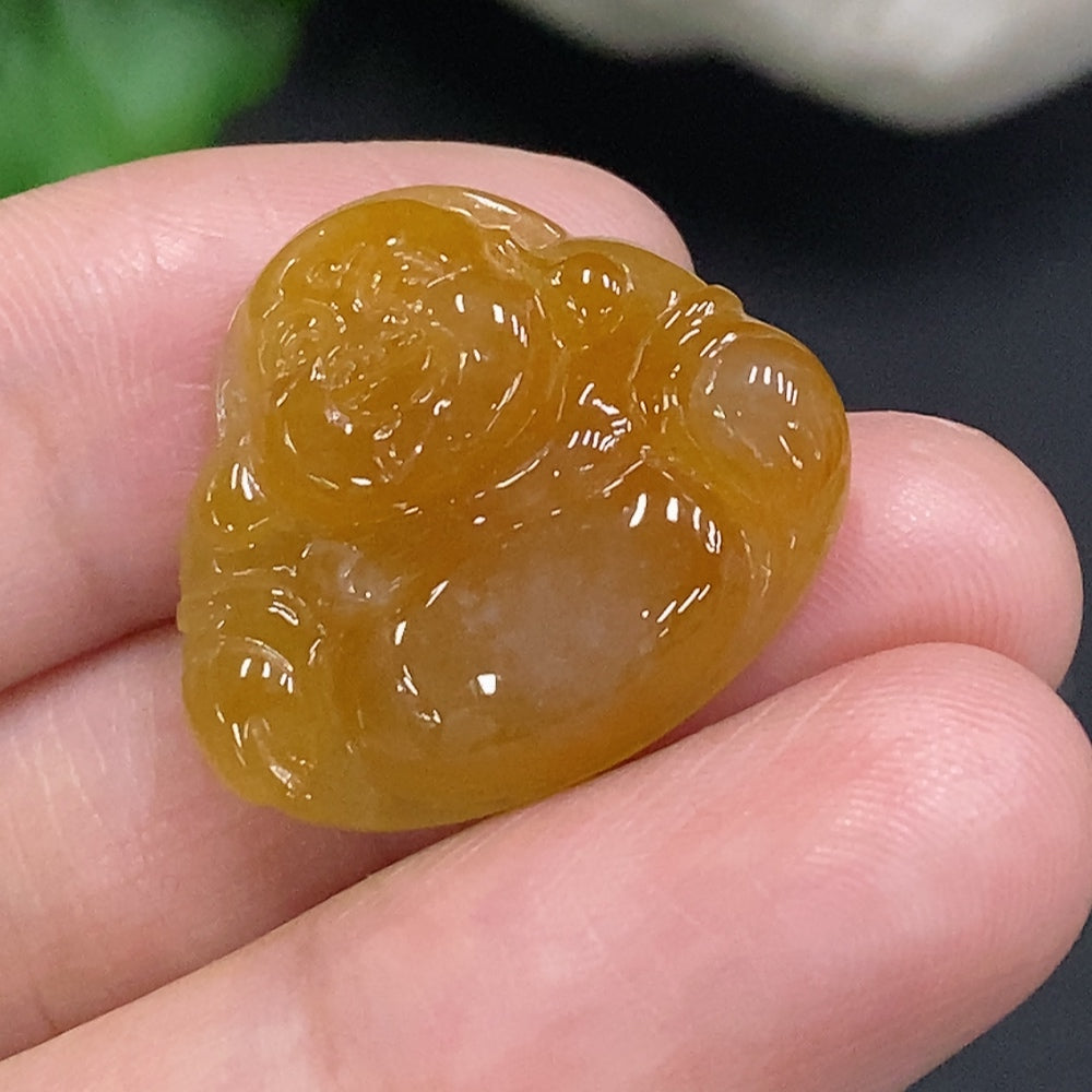 Jadeite Buddha Inlaid Piece Total Weight Approx. 3.9g