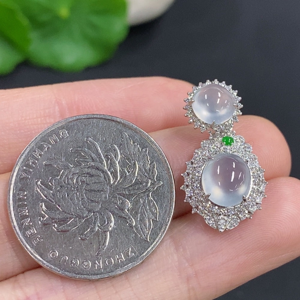 Jadeite Bezel-set Cabochon Pendant with 18k Gold and Diamond Accents, Total Weight Approx. 2.32g