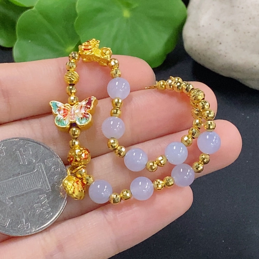 Jadeite Bracelet Approx. 5.8mm Red Dominant 99% Gold with 18k Gold