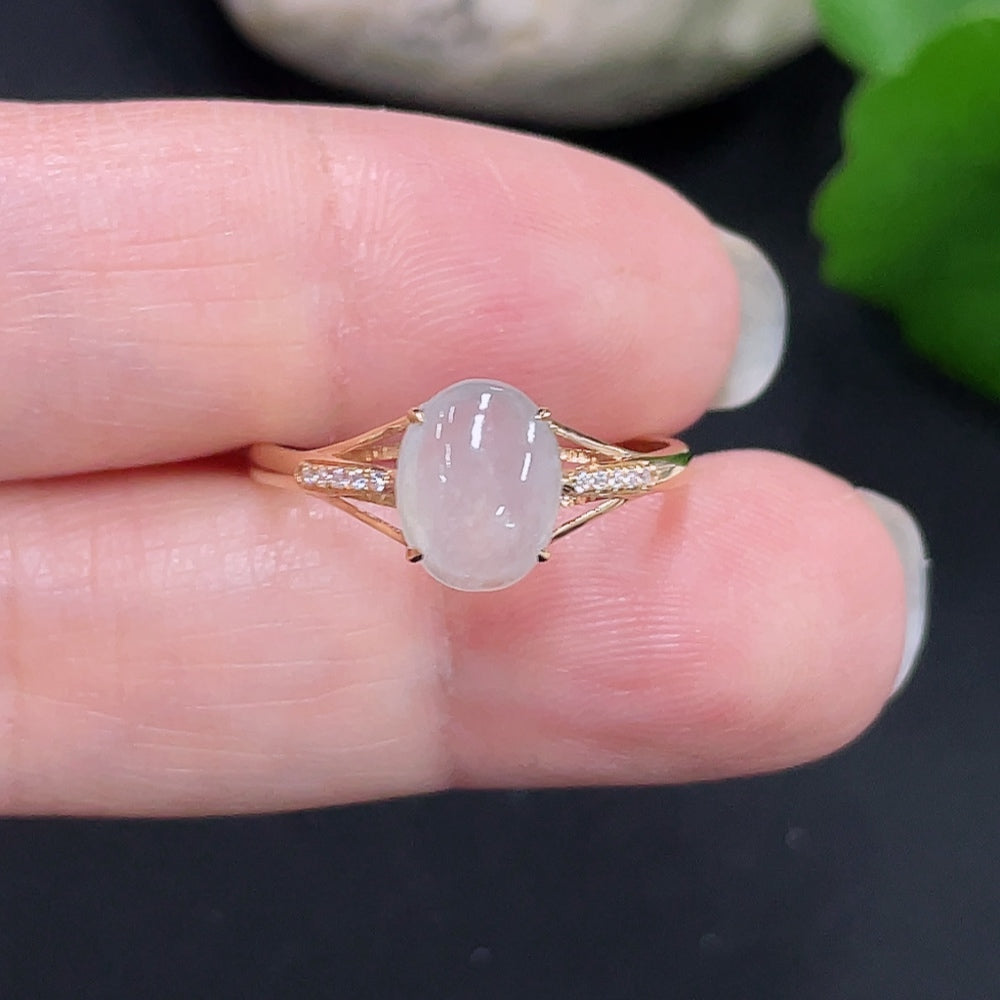 Jadeite Cabochon Ring 18K Gold Size 14 Total Weight Approx.1g (Non-Diamond)