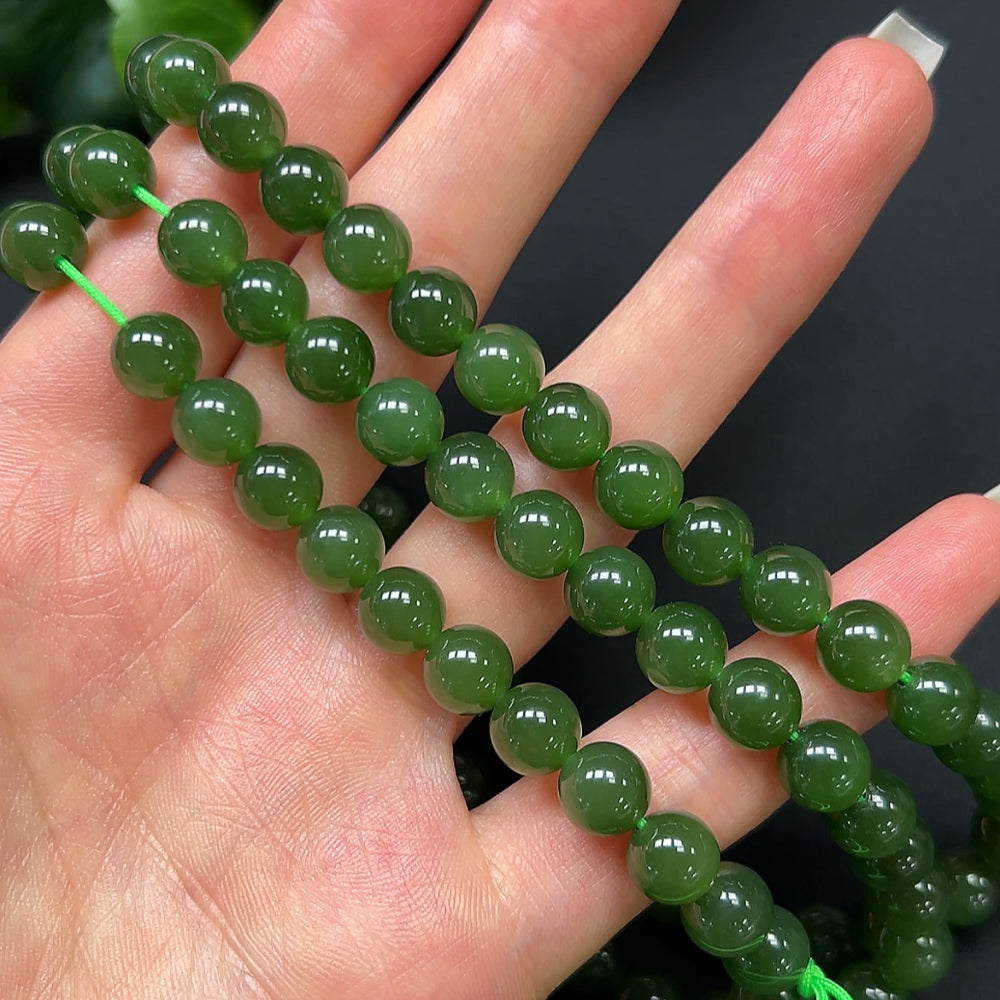 Hetian Jade Jasper Bracelet 8mm Approx. 87.27g with String