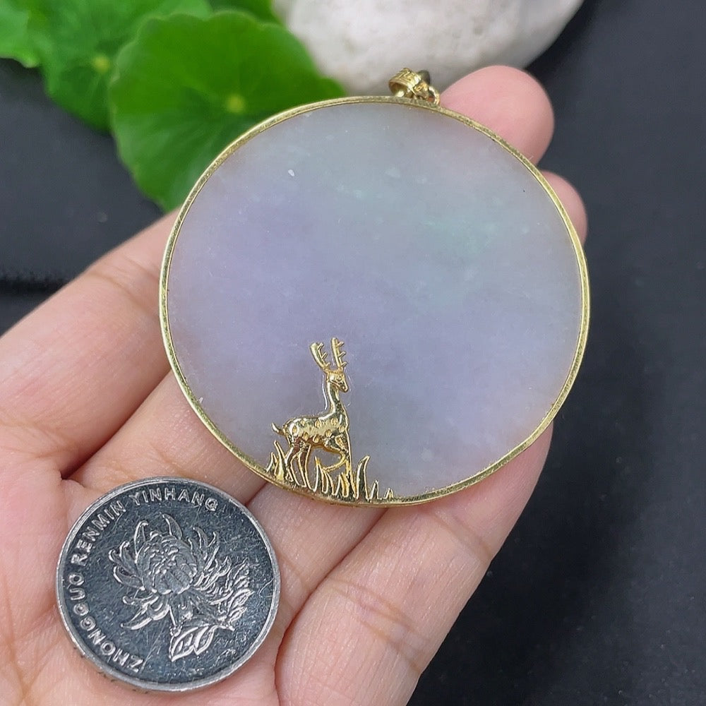 Jadeite inlaid pendant, 18K pendant, non-gold rope, non-diamond