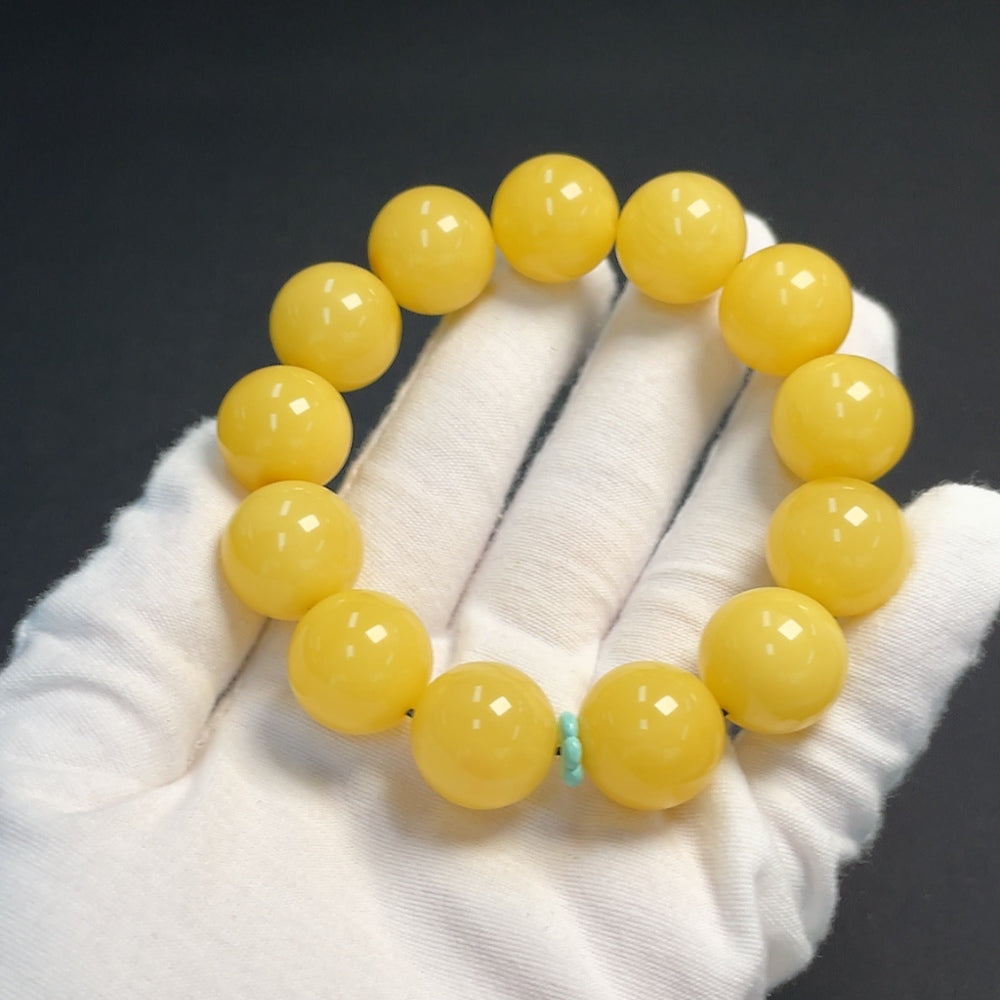 Amber Beeswax Bracelet with Turquoise