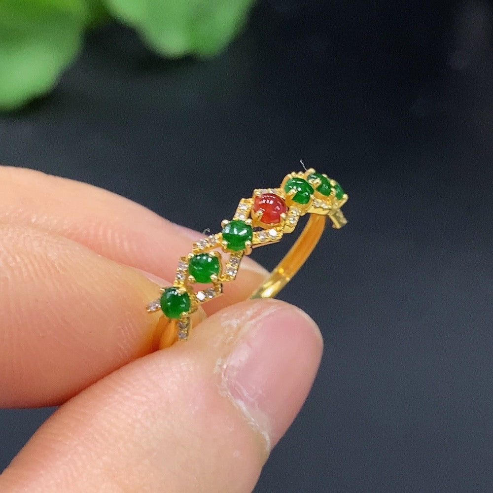 Jadeite Inlaid Ring 18k Size 13 Total Weight Approx. 1.29g Color Origin Undetermined