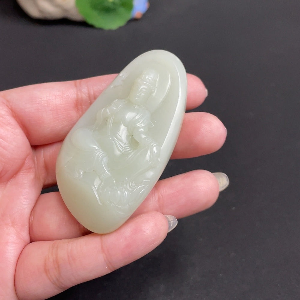 Hetian Jade Pendant Guanyin Total Weight Approx. 61.1g