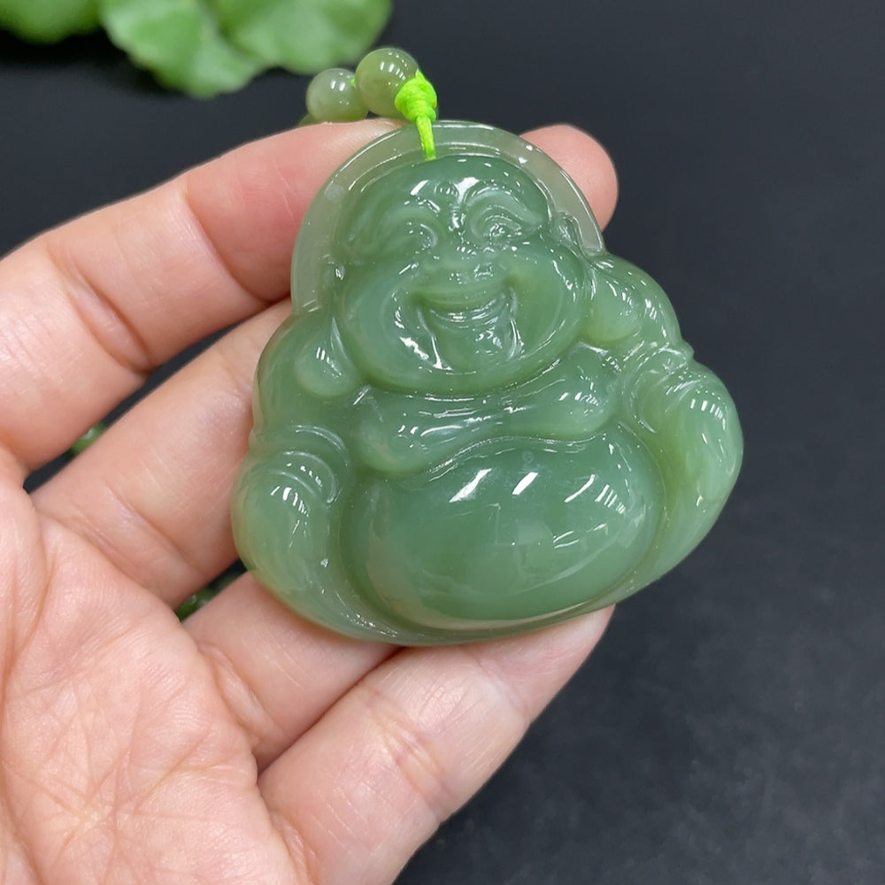 Hetian Jade Pendant  Buddha  Total weight (including chain): 72.7g