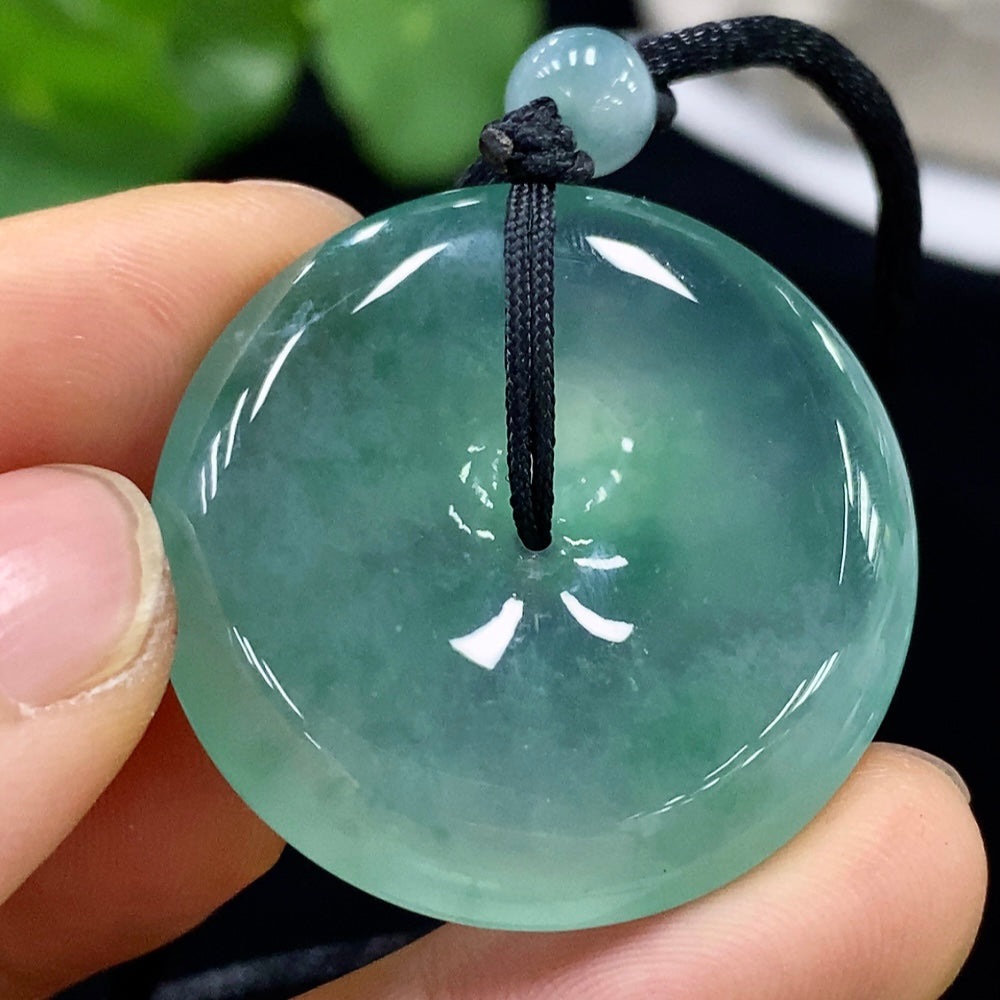 Jadeite Safety Buckle Pendant, Total Weight Approx. 17.67g (Including Rope Weight) [Total Value: $10,023 USD]