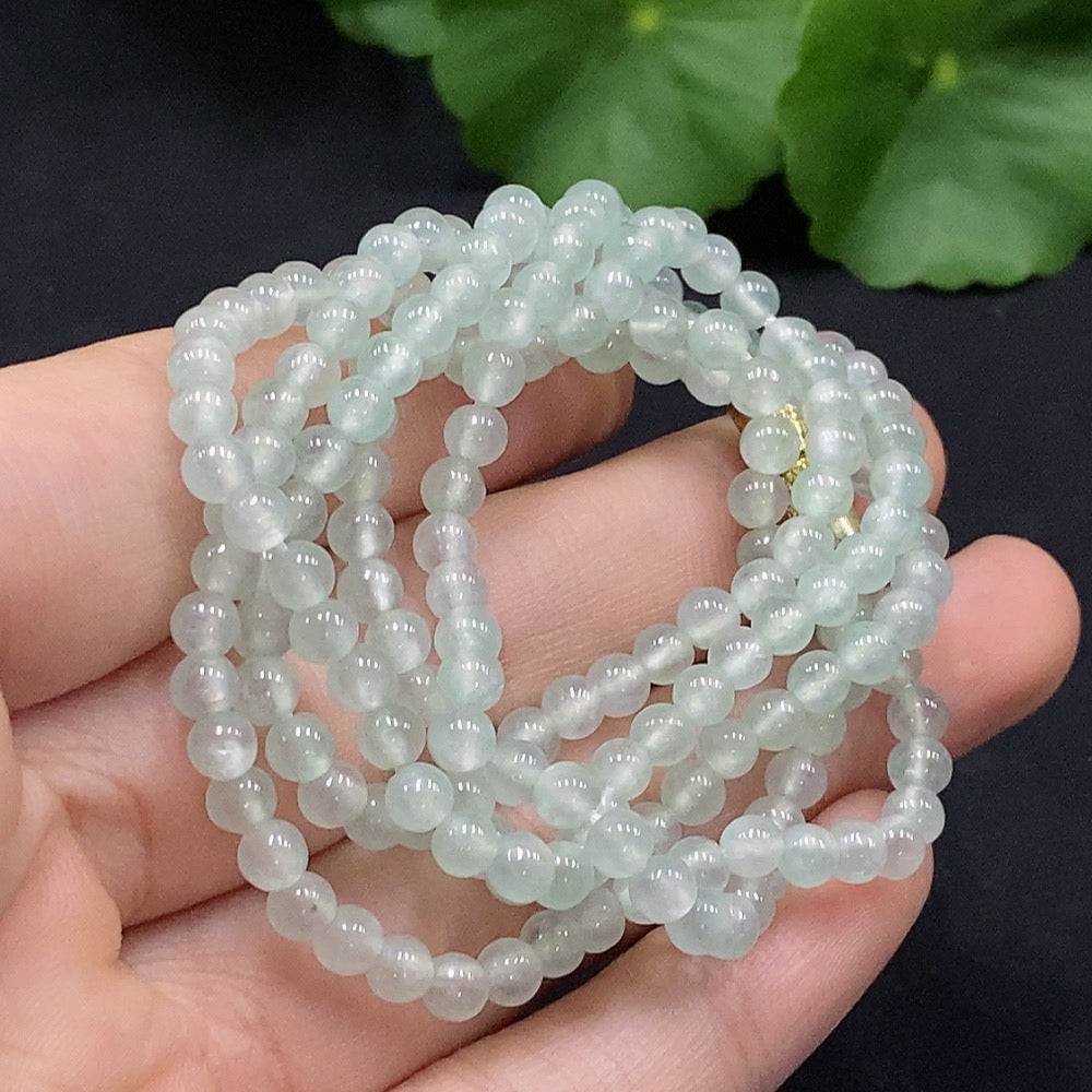 Jadeite Beaded Necklace Approx. 3.9mm Total Weight Approx. 19.23g Non-Gold Inlaid