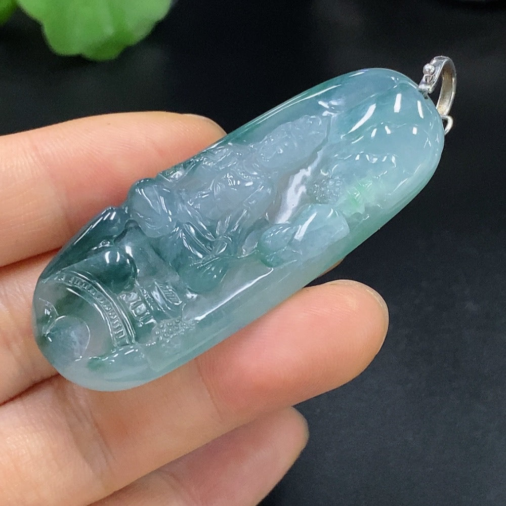 Jadeite Guanyin Pendant Total Weight Approx. 24.11g Non-Gold Fastener