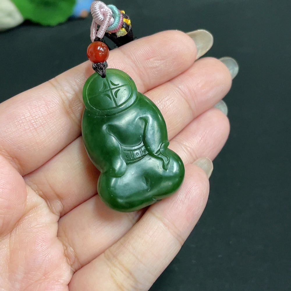 Hetian Jade Pendant Buddha Total Weight Approx. [with Rope] 23.4g