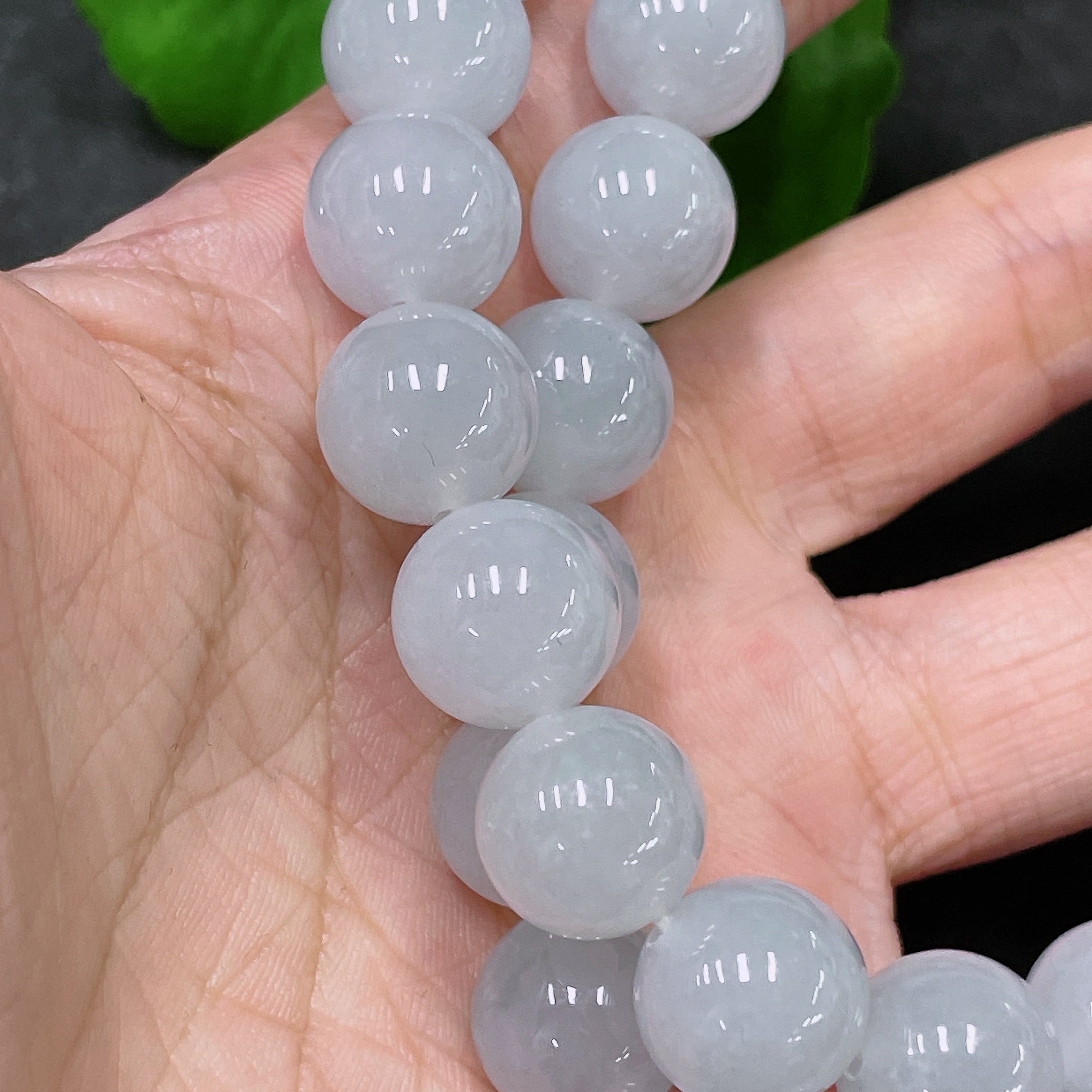 Jadeite Bead Necklace Non-Gold Total Weight Approx. 139.42g Size About 12.7mm