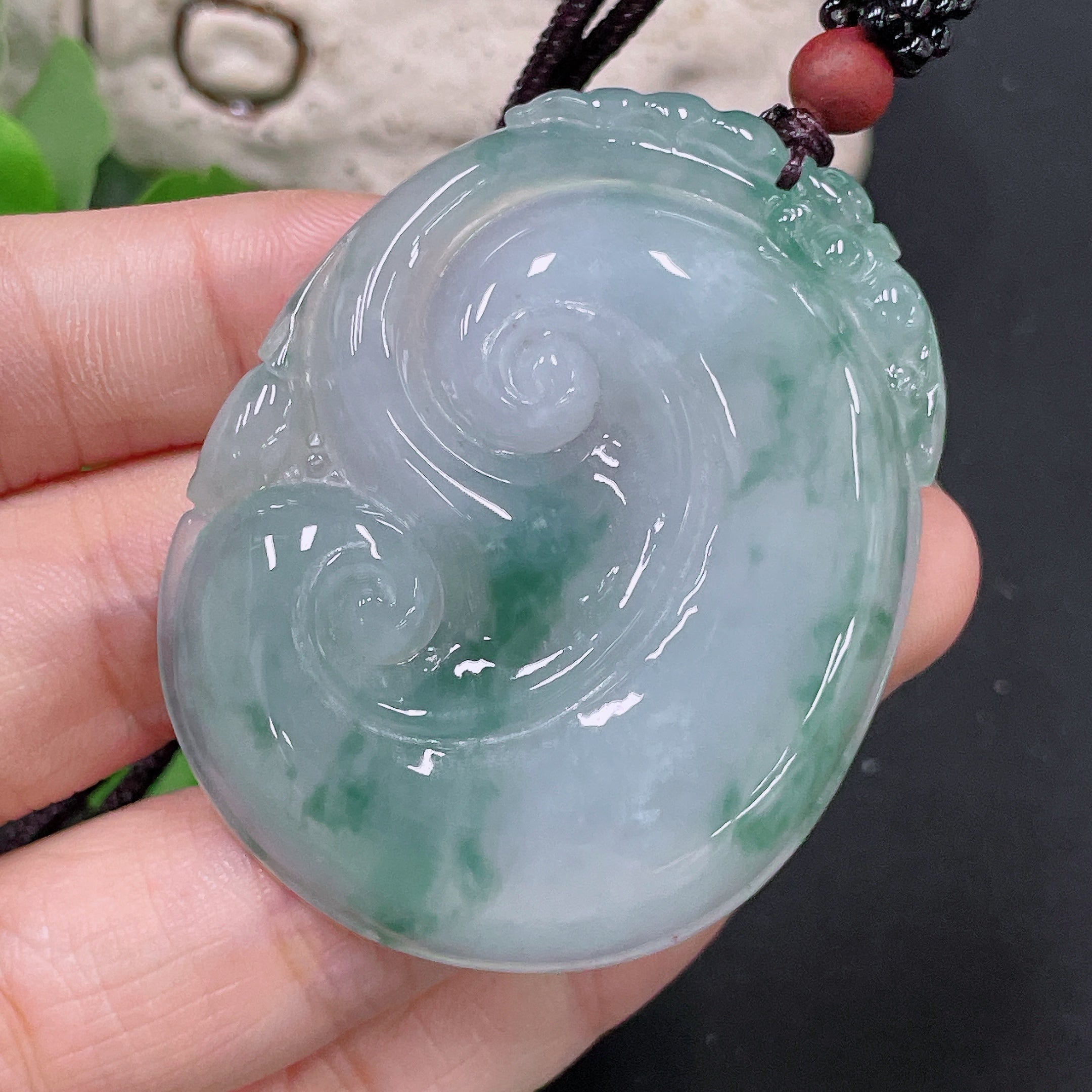 Jadeite Ruyi Pendant with total weight approx. 33.5g including rope