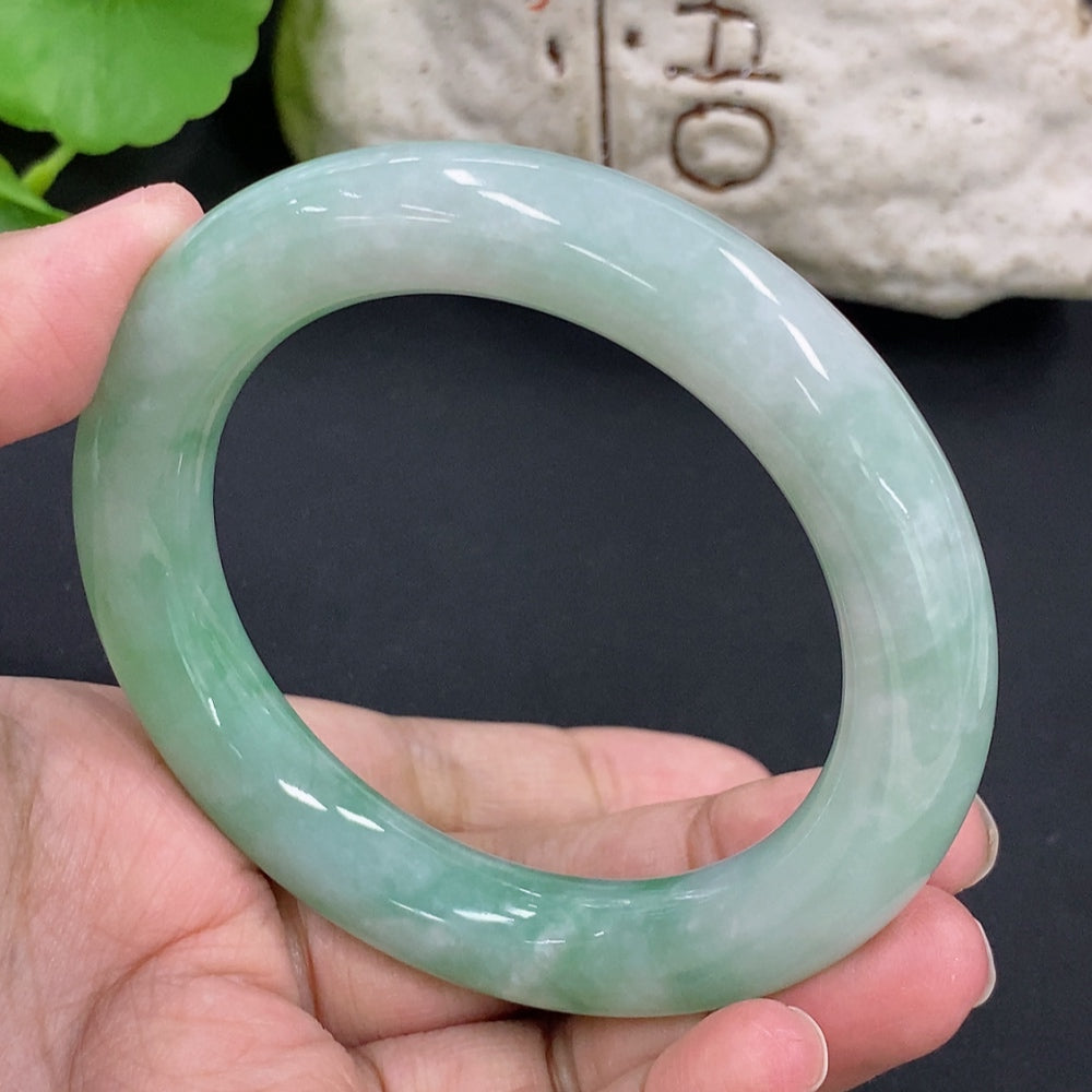 Jadeite Round Bangle, Total Weight Approx. 71.66g, Size 56