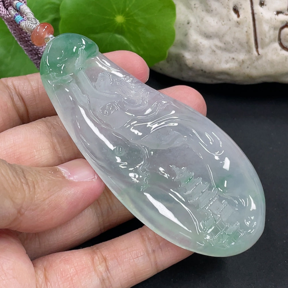 HKHQ jadeite pendant necklace with non-grade A beads, total weight 40.8g, featuring a collection certificate.