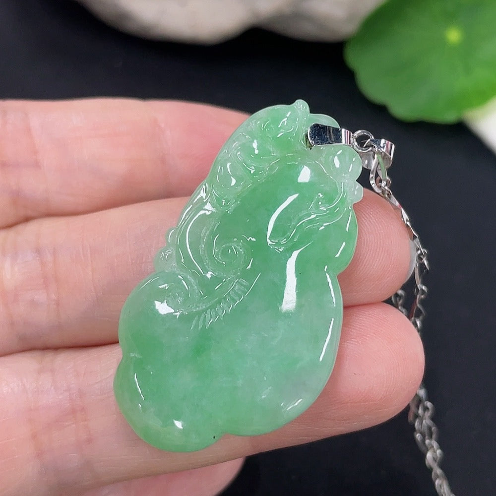 Jadeite Ruyi Pendant 18K Gold Total Weight Approx. 11.4g (Including Chain)