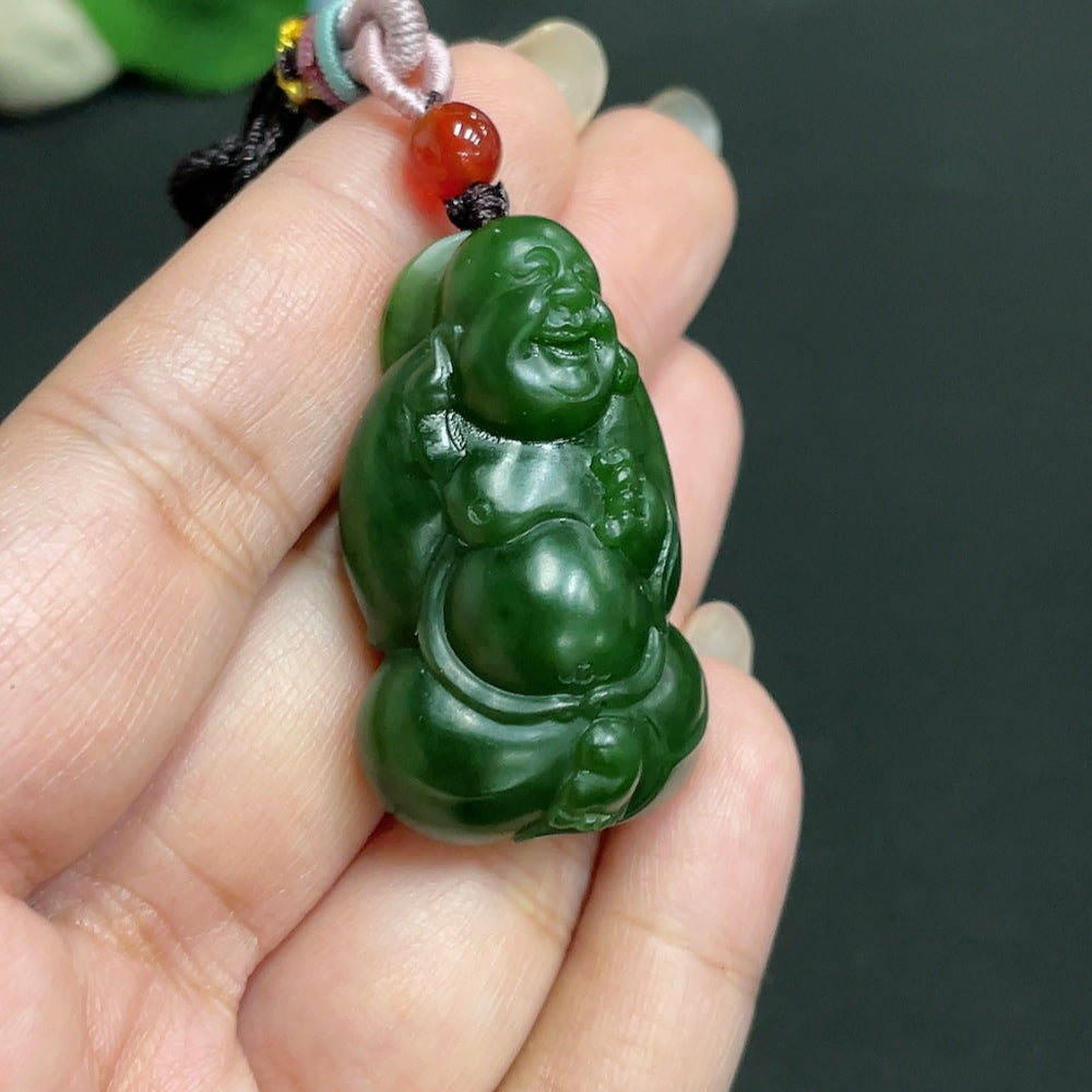 Hetian Jade Pendant Buddha Total Weight Approx. [with Rope] 23.4g