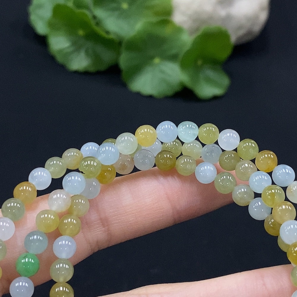 Jadeite Bead Necklace Non-Gold Total Weight Approx. 30.18g Size About 5.1mm