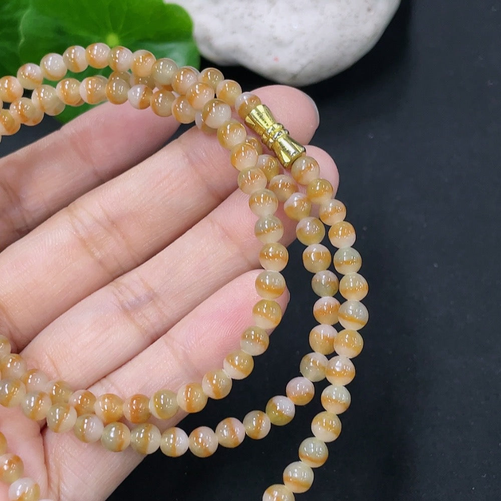 Jadeite Bead Necklace Approx. 4.4mm Total Weight About 20.8g (Non-gold Inlaid)