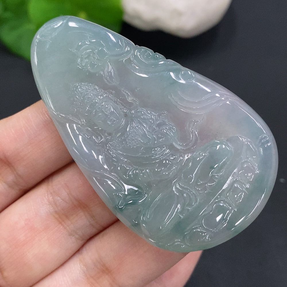 Jadeite Guanyin Pendant Total Weight Approximately 27.6g
