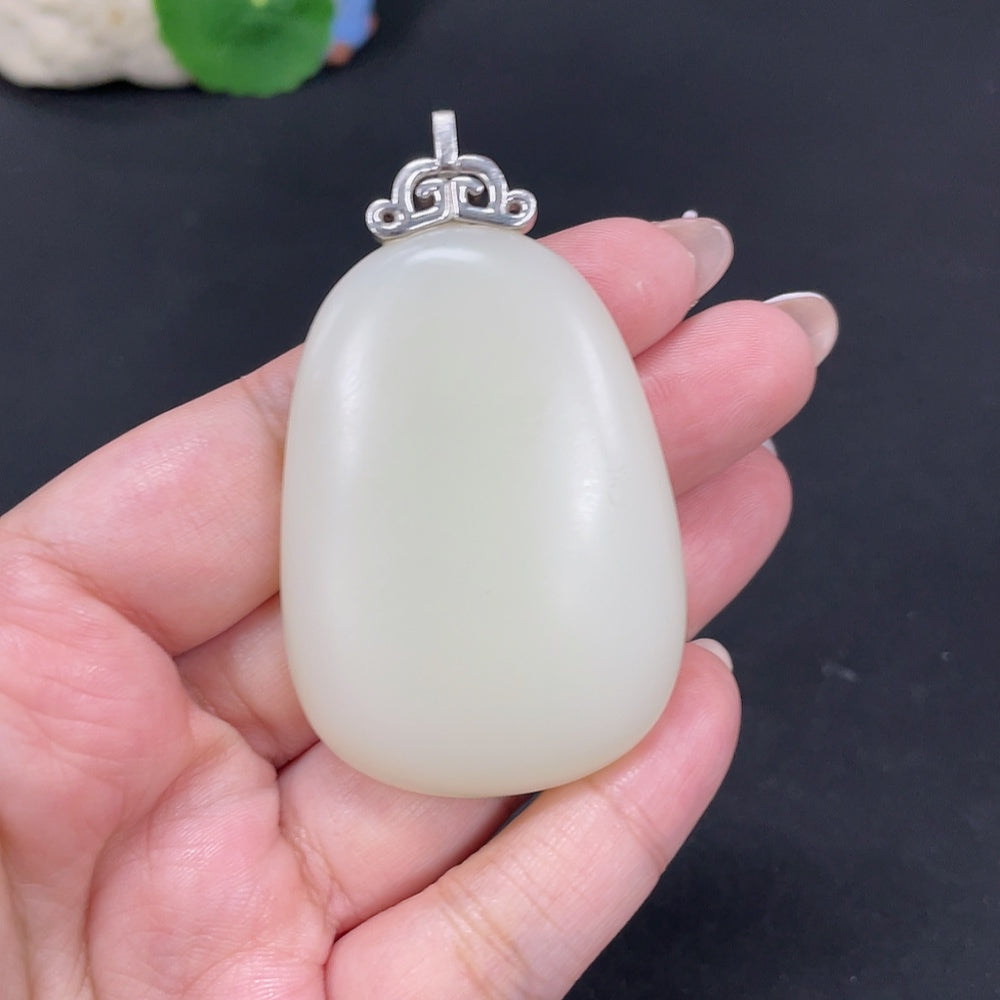 Hetian Jade Inlaid Pendant - Buddha, Total Weight Approx. 52.5g, Non-Gold