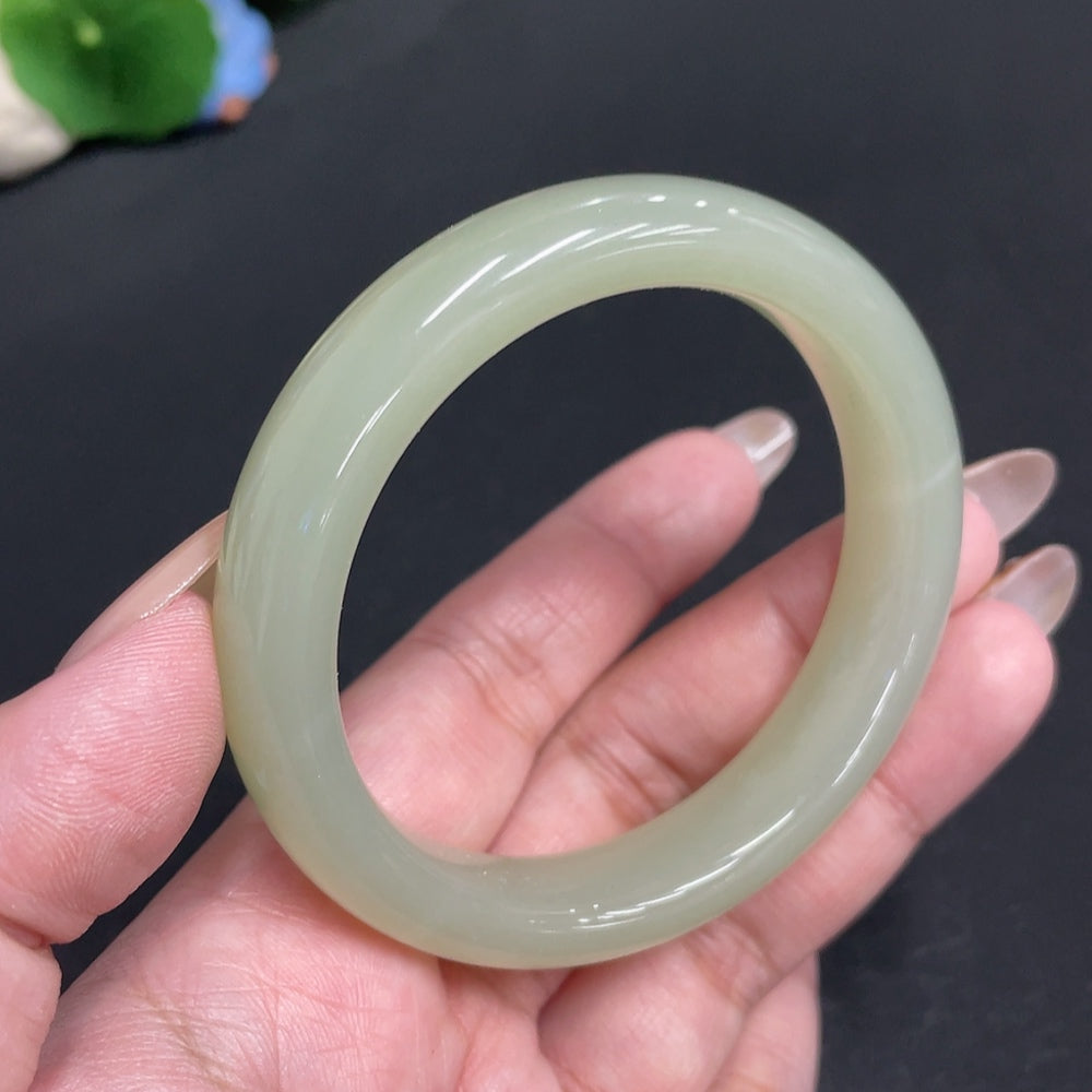 Hetian Jade Round Bangle Size 54.3 Total Weight Approx. 49.4g