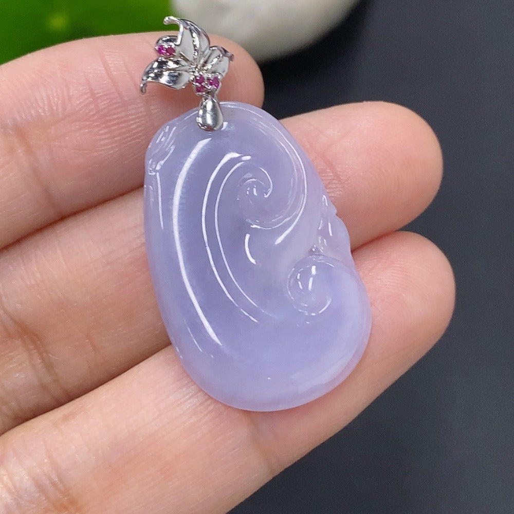 Jadeite Ruyi Pendant with Clasp, Approximately | Huiliu Certified
