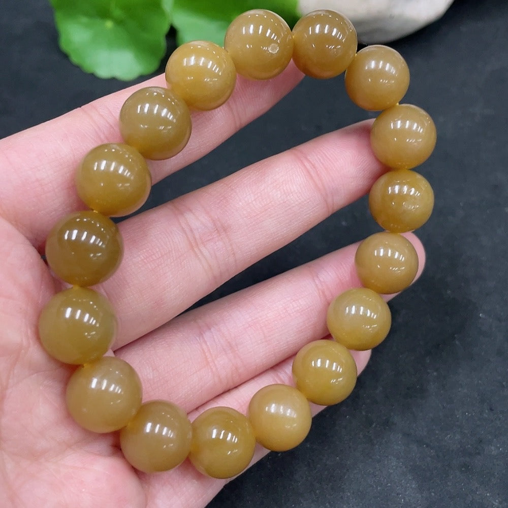 Hetian Jade Bracelet, approx. 11.8mm beads, total weight approx. 43.5g