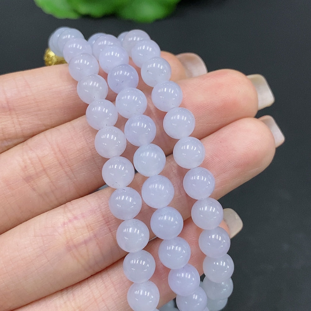 Jadeite Beaded Necklace Approx. 6.4mm Non-Gold Total Weight Approx. 50.6g