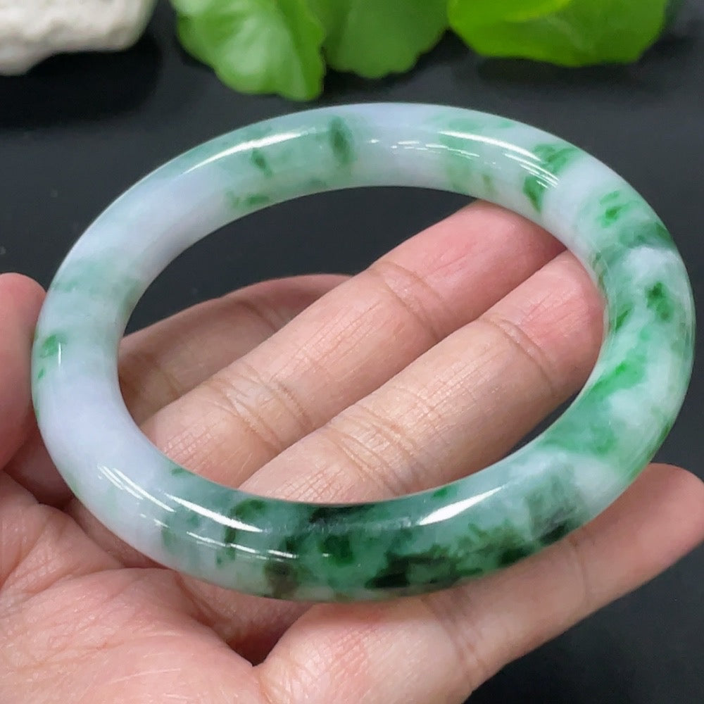Jadeite Round Bangle Size 53.8 Total Weight Approx.50.58g with Other Mineral Components
