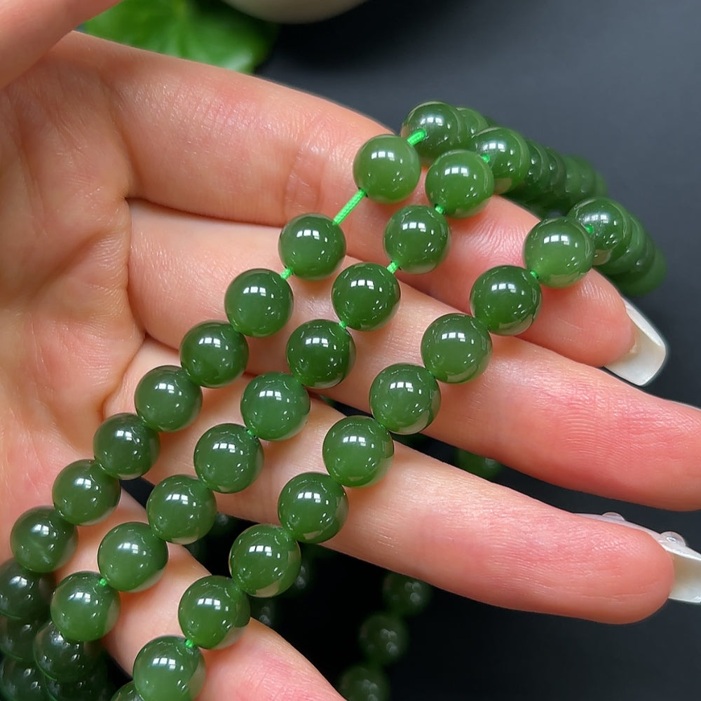 Hetian Jade Jasper Bracelet 8mm Approx. 87.27g with String